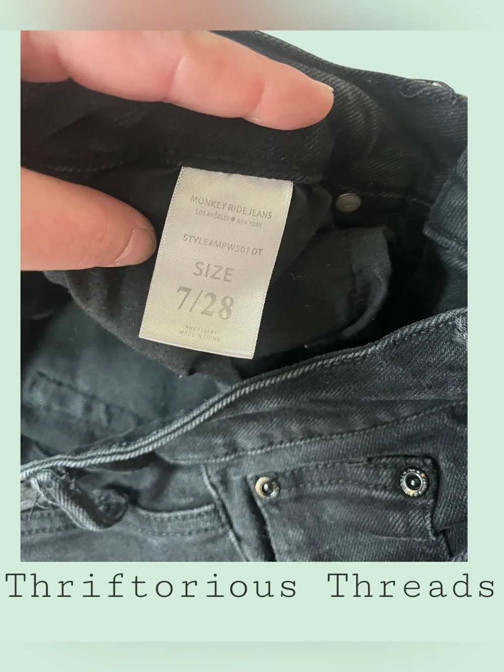 Monkey Ride Jeans High Rise Distressed Denim - Picture 4 of 5